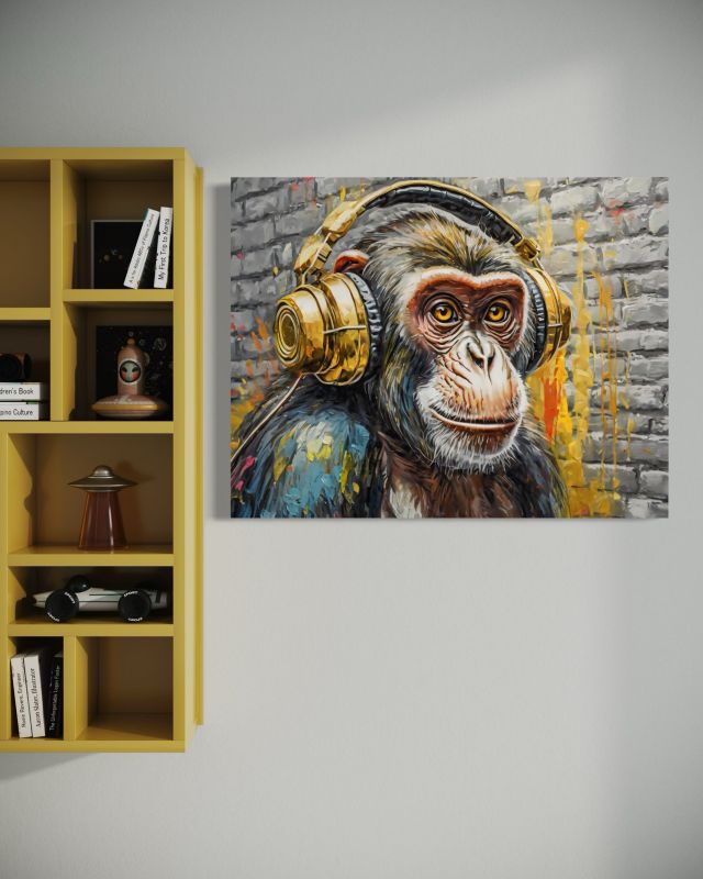 Obraz dekoracja do salonu Feeby Małpa Dj Cegła 90x60 cm 1szt