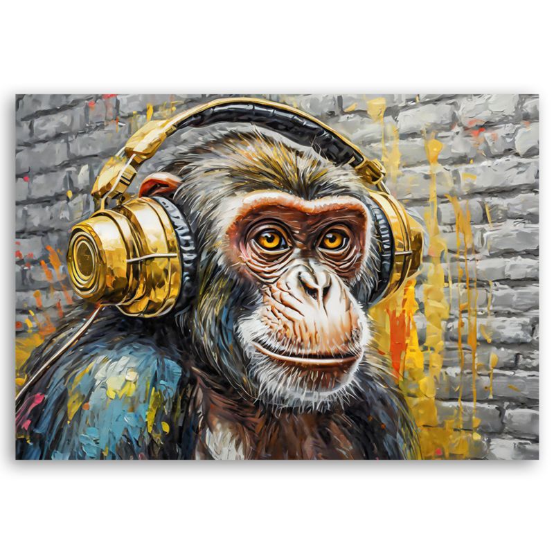 Obraz dekoracja do salonu Feeby Małpa Dj Cegła 90x60 cm 1szt