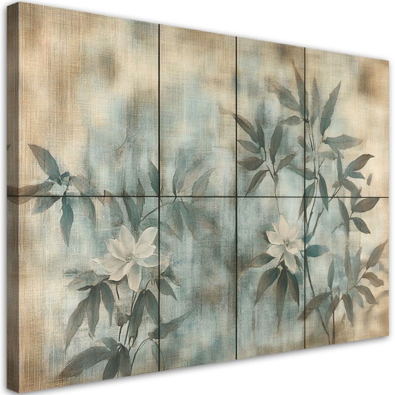 Obraz dekoracja do salonu Feeby Pastelowe Liście Zielony Beżowy 90x60 cm 1szt