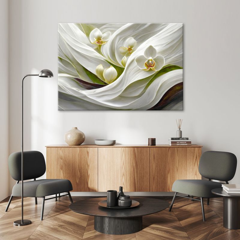 Obraz dekoracja do salonu Feeby Storczyki Abstrakcyjne 3D Zielony 100x70 cm 1szt