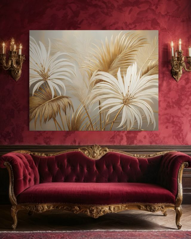 Obraz dekoracja do salonu Feeby Tropikalne Liście Botanika Beżowy 60x40 cm 1szt