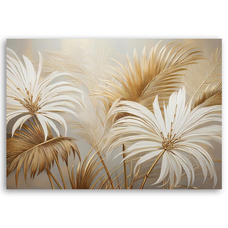 Obraz dekoracja do salonu Feeby Tropikalne Liście Botanika Beżowy 60x40 cm 1szt
