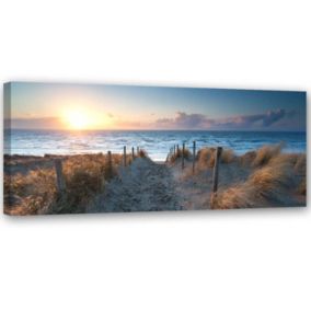 Obraz dekoracja do salonu Feeby Zachód Słońca na plaży Niebieski 120x40cm 1szt