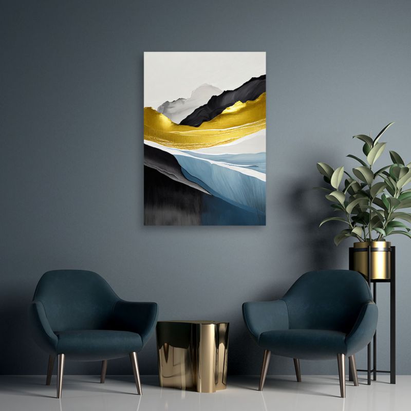 Obraz dekoracja  do salonu sypialni Feeby Abstrakcja Góry Złoty 80x120 cm 1szt