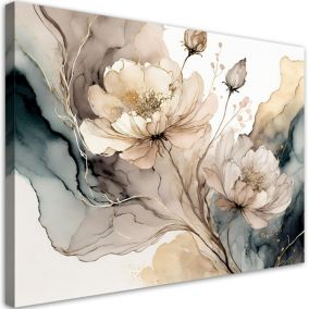 Obraz dekoracja do salonu sypialni Feeby Akwarela Kwiaty Beżowy 120x80 cm 1szt