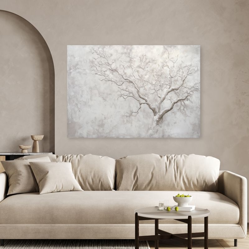 Obraz dekoracja do salonu sypialni Feeby Delikatne Gałązki Szary 60x40 cm 1szt