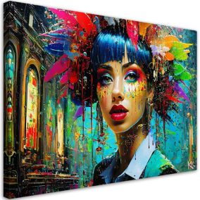Obraz dekoracja do salonu sypialni Feeby Kolorowa Kobieta Abstrakcja 90x60 cm 1szt