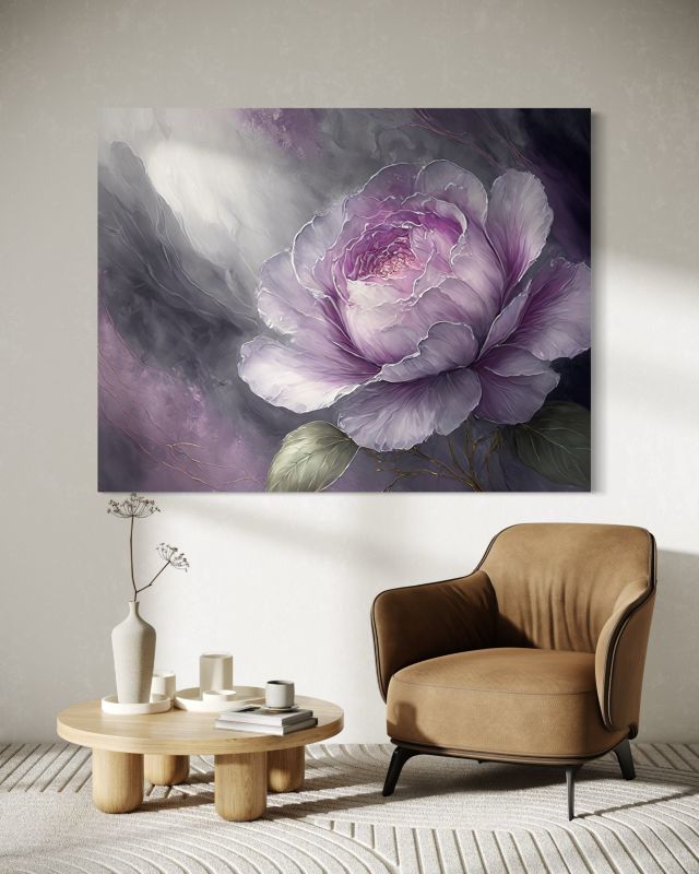 Obraz dekoracja do salonu sypialni Feeby Kwiat Piwonii Fioletowy 60x40 cm 1szt