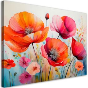 Obraz dekoracja do salonu sypialni Feeby Maki Kwiaty Kolorowy 100x70 cm 1szt
