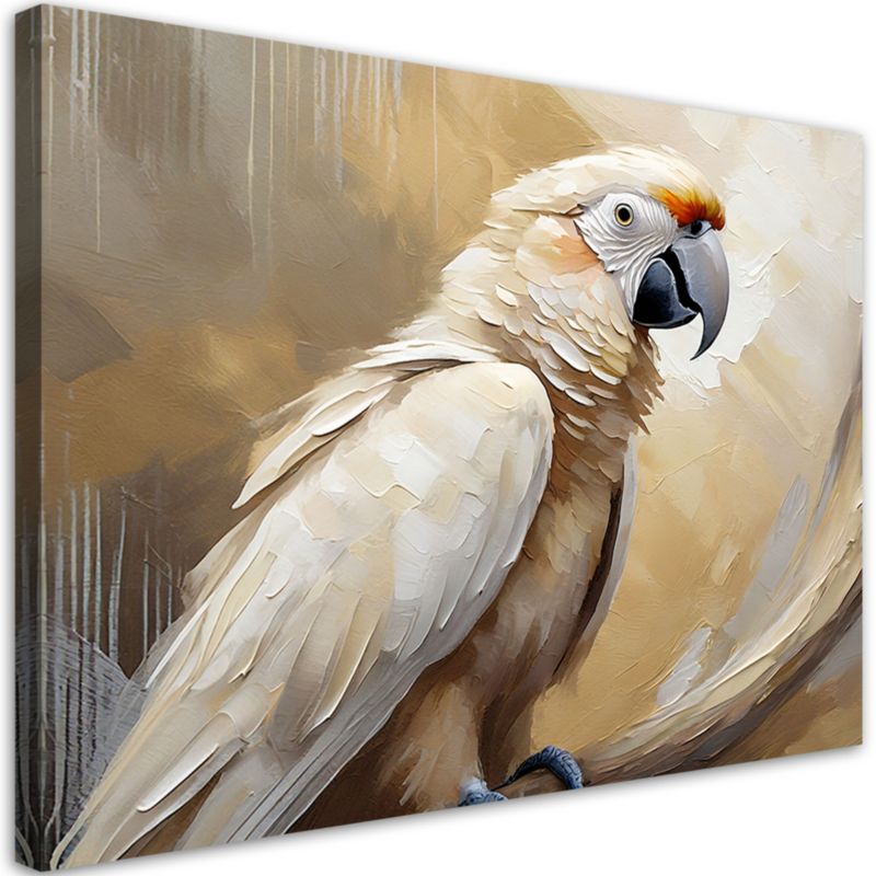 Obraz dekoracja do salonu sypialni Feeby Papuga Ptaki Beżowy 120x80 cm 1szt