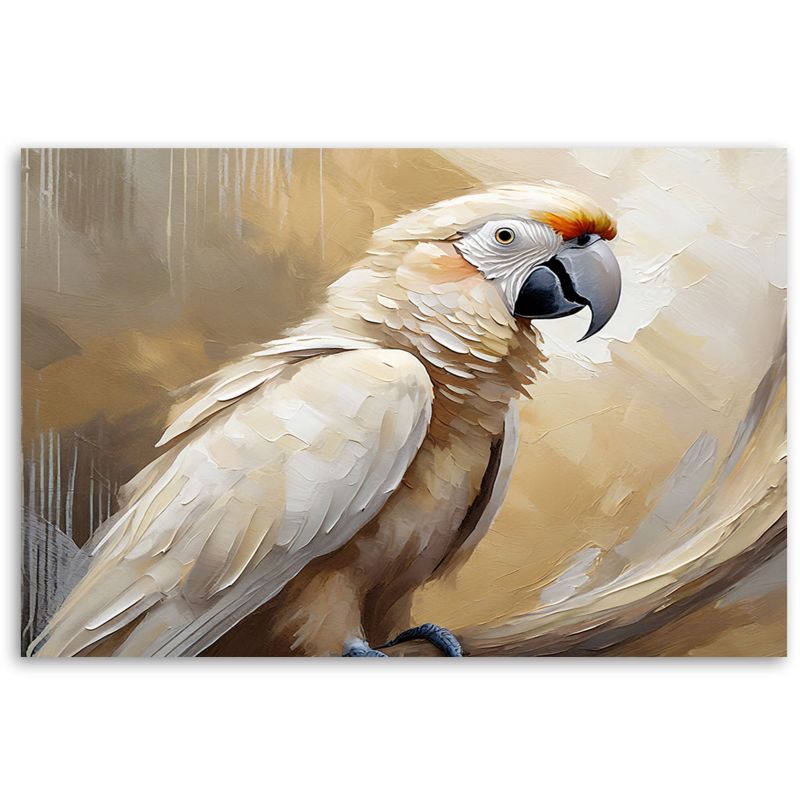 Obraz dekoracja do salonu sypialni Feeby Papuga Ptaki Beżowy 120x80 cm 1szt