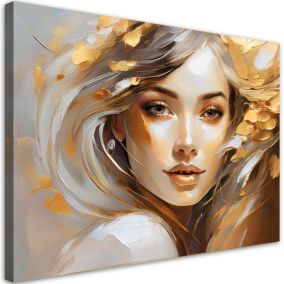 Obraz dekoracja do salonu sypialni Feeby Portret Kobiety Glamour Beżowy 60x40 cm 1szt