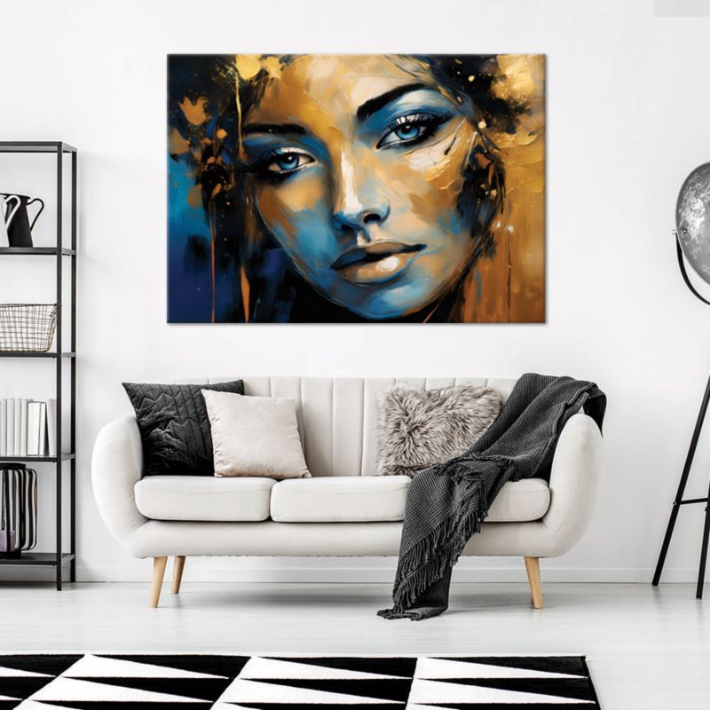 Obraz dekoracja do salonu sypialni Feeby Portret Kobiety Złoto Abstrakcja 120x80 cm 1szt