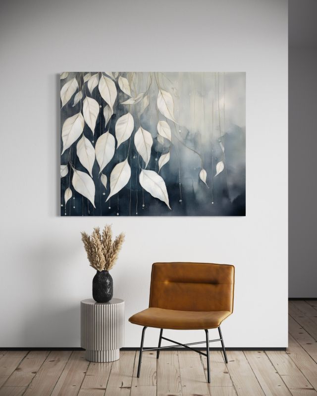 Obraz dekoracja do salonu sypialni Feeby Szare Liście Abstrakcja 120x80 cm 1szt