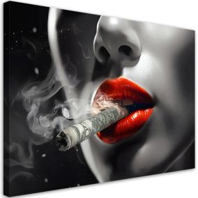 Obraz dekoracja do salonu sypialni nowoczesny Feeby Kobieta Czerwone Usta Dolary 120x80cm 1szt