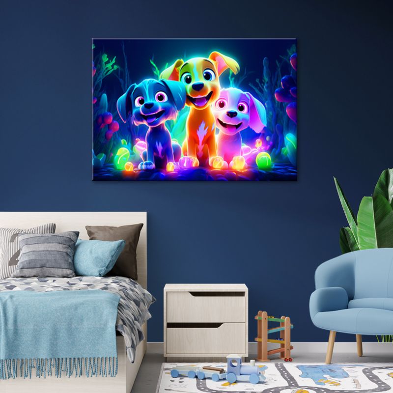 Obraz dla dzieci Feeby Kolorowe Psy Abstrakcja Neon 60x40cm 1szt