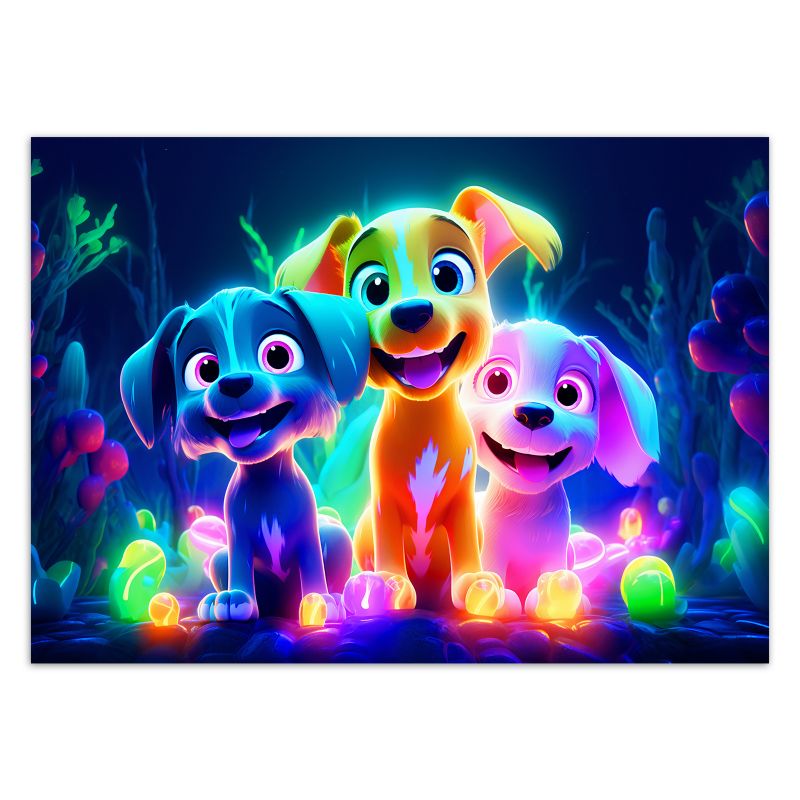 Obraz dla dzieci Feeby Kolorowe Psy Abstrakcja Neon 60x40cm 1szt