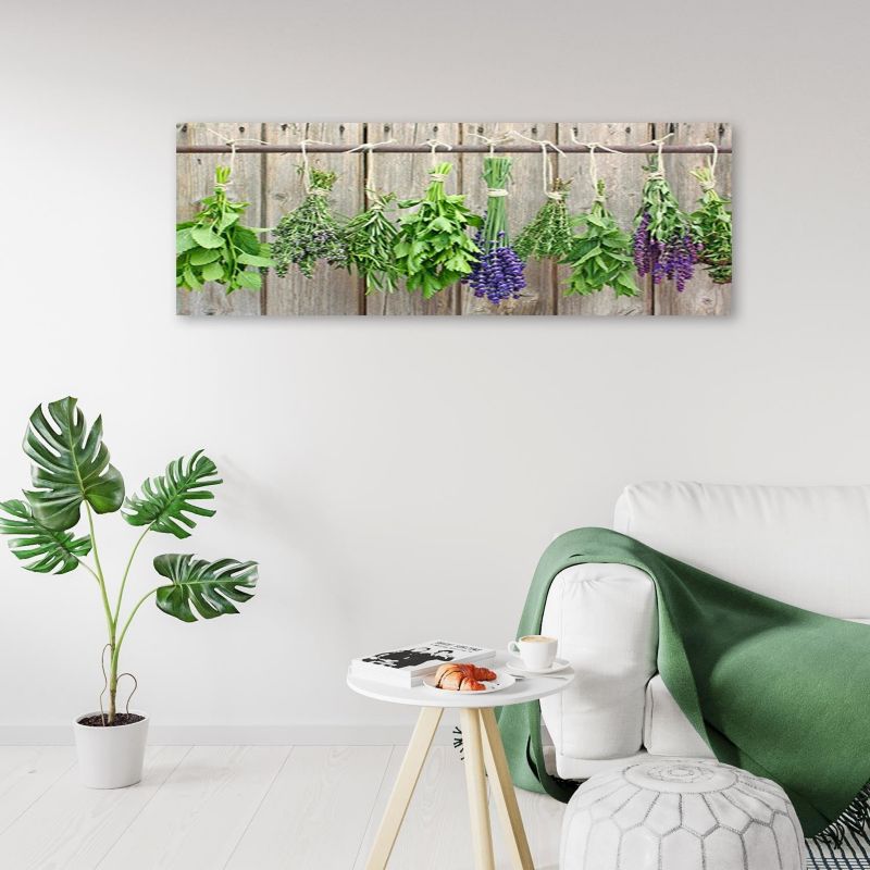 Obraz do jadalni kuchni Feeby Zioła Przyprawy Zielony 120x40cm 1szt