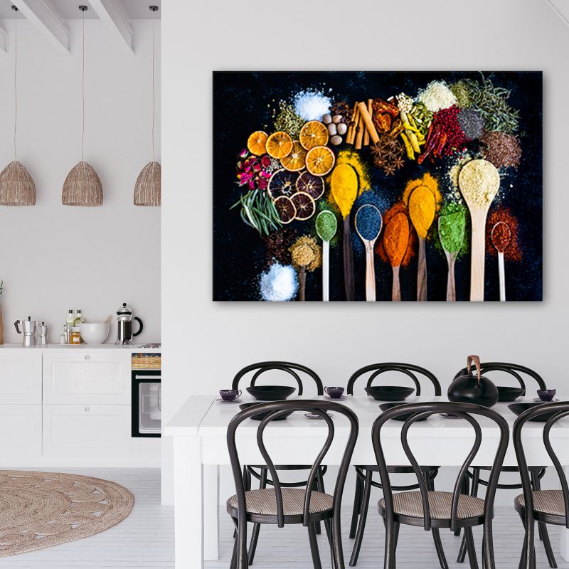 Obraz do kuchni jadalni Feeby Zioła Kolorowe Przyprawy 60x40cm 1szt