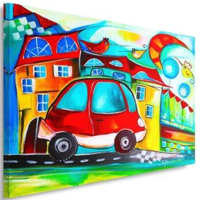 Obraz do pokoju chłopca Feeby Czerwony samochodzik 90x60cm 1szt