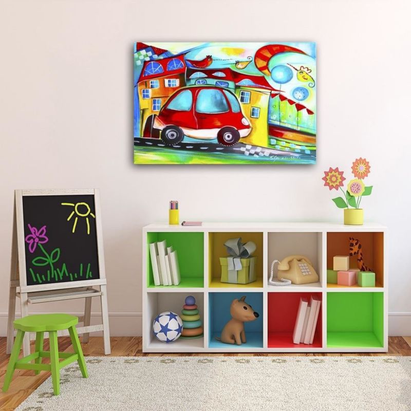 Obraz do pokoju chłopca Feeby Czerwony samochodzik 90x60cm 1szt
