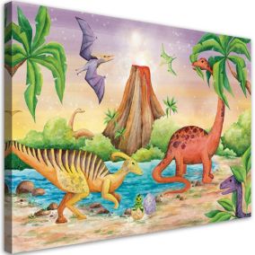 Obraz do pokoju dziecka Feeby Dinozaury Kolorowy 120x80cm 1szt