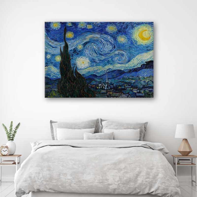 Obraz do pokoju Feeby Gwiaździsta noc - V. van Gogh reprodukcja Niebieski 100x70cm 1szt