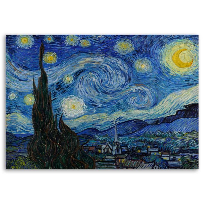 Obraz do pokoju Feeby Gwiaździsta noc - V. van Gogh reprodukcja Niebieski 100x70cm 1szt