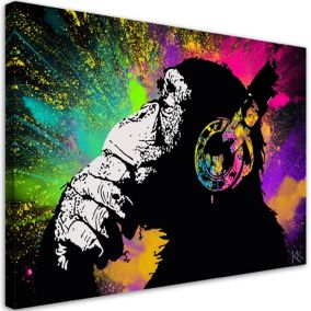Obraz do pokoju młodzieżowego Feeby Banksy Kolorowa Małpa 120x80cm 1szt