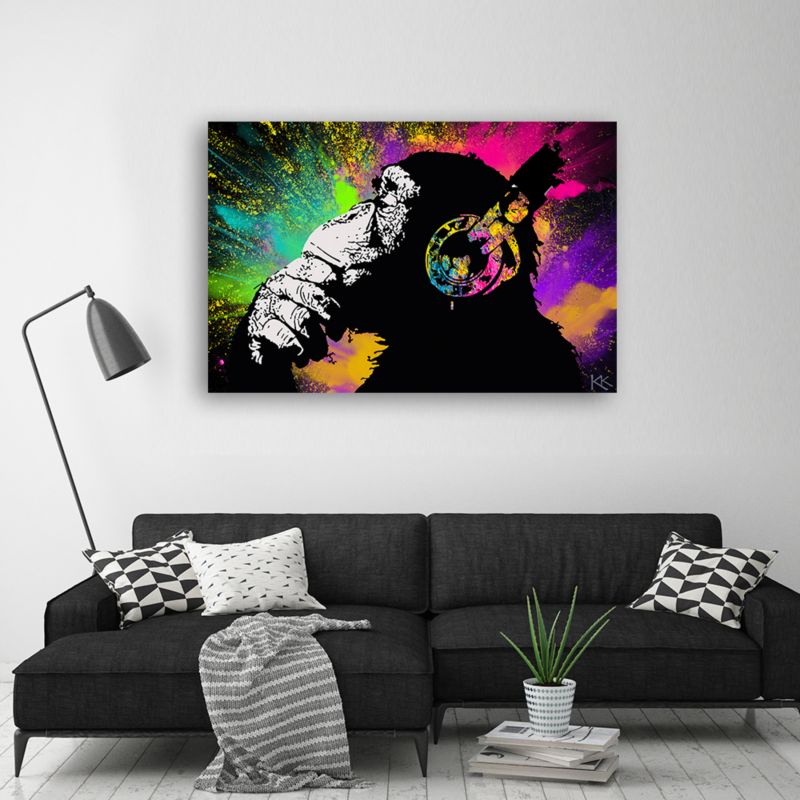 Obraz do pokoju młodzieżowego Feeby Banksy Kolorowa Małpa 120x80cm 1szt