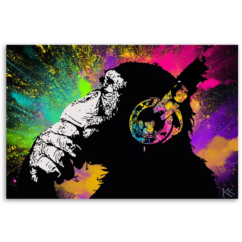 Obraz do pokoju młodzieżowego Feeby Banksy Kolorowa Małpa 120x80cm 1szt