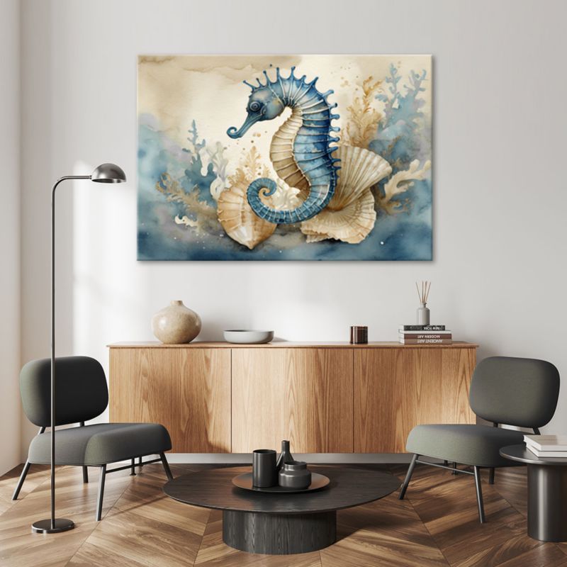 Obraz do salonu łazienki Feeby Konik Morski Niebieski 60x40 cm 1szt