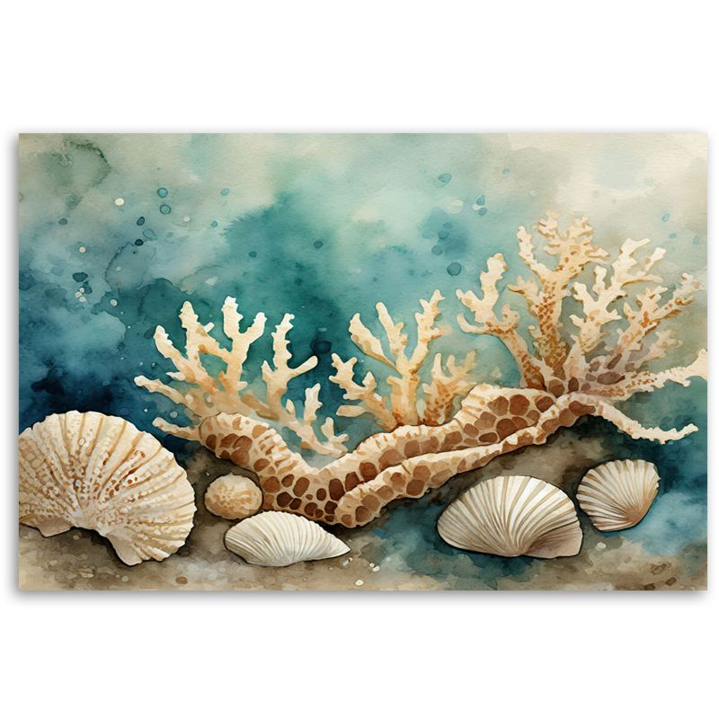 Obraz do salonu łazienki Feeby Muszle Rozgwiazdy Ocean Turkusowy 90x60 cm 1szt