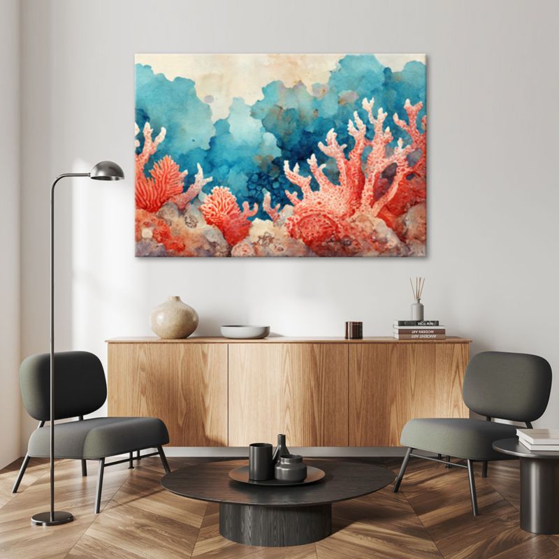 Obraz do salonu łazienki Feeby Rafa koralowa Niebieski Czerwony 100x70 cm 1szt