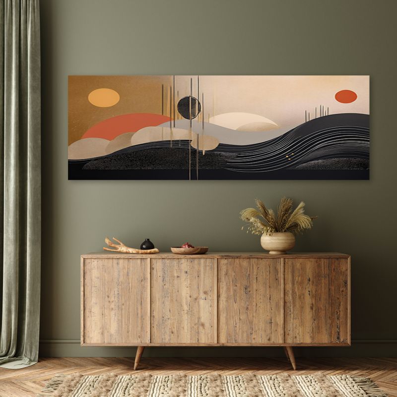 Obraz do salonu Feeby Koła Linie Abstrakcja Boho 90x30 cm 1 szt