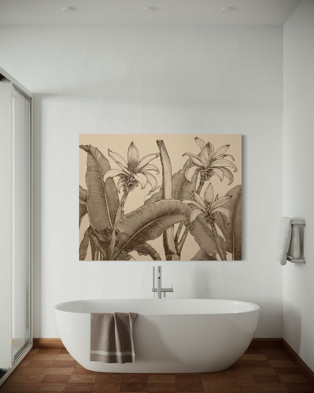 Obraz do salonu Feeby Kwiaty Liście Beżowy 90x60 cm 1szt