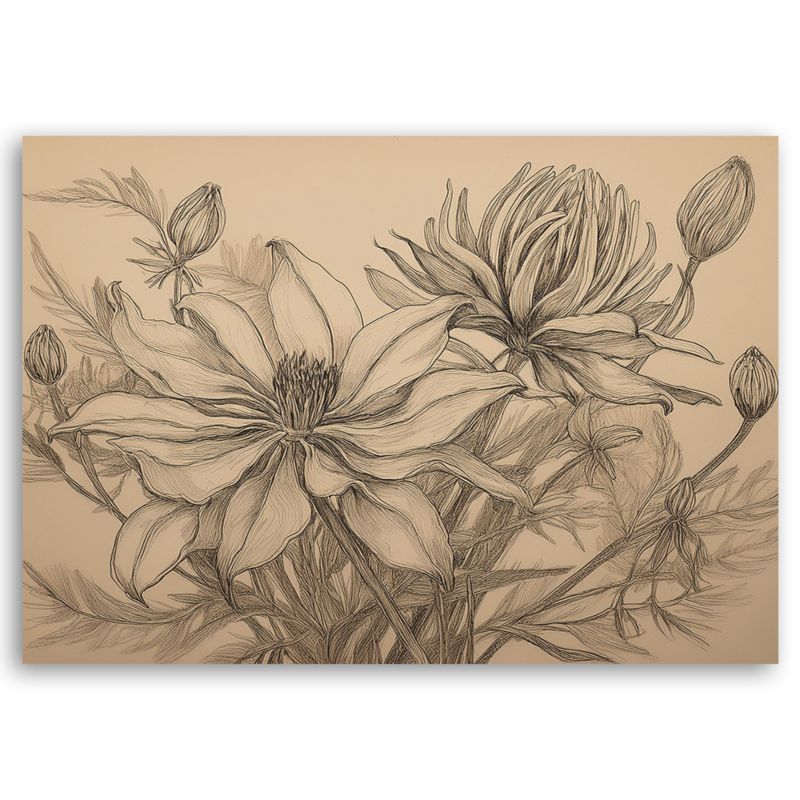 Obraz do salonu Feeby Kwiaty Rośliny Retro 120x80 cm 1szt