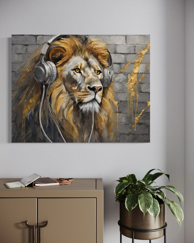 Obraz do salonu Feeby Lew Muzyka Zwierzęta 60x40 cm 1szt