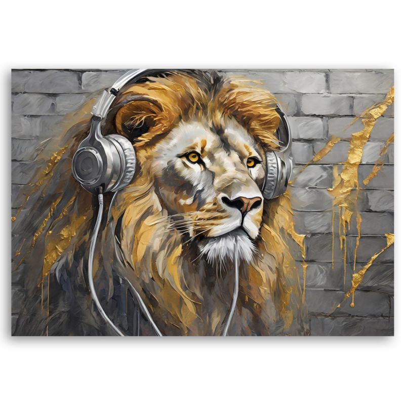 Obraz do salonu Feeby Lew Muzyka Zwierzęta 60x40 cm 1szt