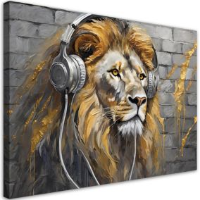 Obraz do salonu Feeby Lew Muzyka Zwierzęta 90x60 cm 1szt