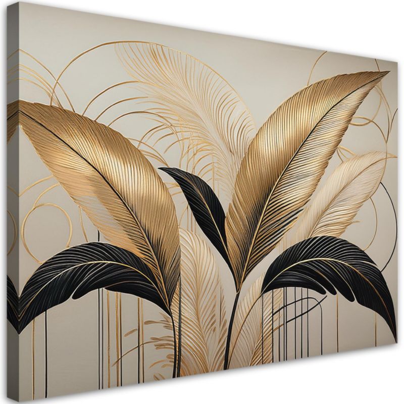Obraz do salonu Feeby Liście Boho Botanika Beżowy 90x60 cm 1szt