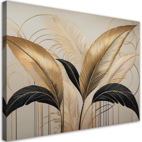 Obraz do salonu Feeby Liście Boho Botanika Beżowy 90x60 cm 1szt