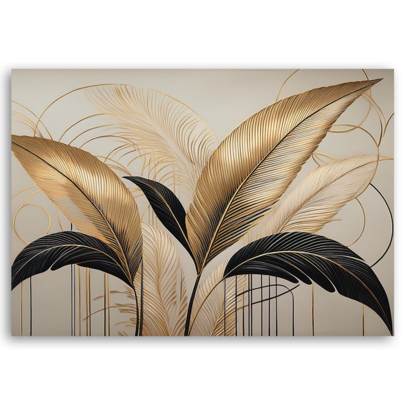 Obraz do salonu Feeby Liście Boho Botanika Beżowy 90x60 cm 1szt