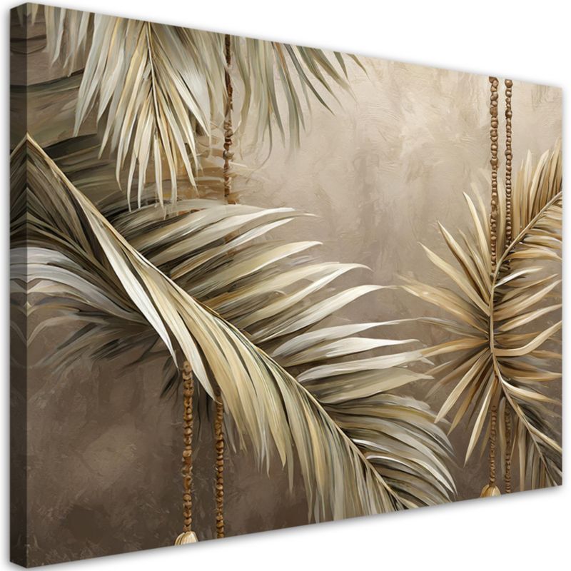 Obraz do salonu Feeby Liście Kompozycja Boho Beżowy 90x60 cm 1szt