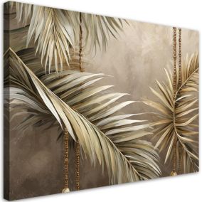 Obraz do salonu Feeby Liście Kompozycja Boho Beżowy 90x60 cm 1szt