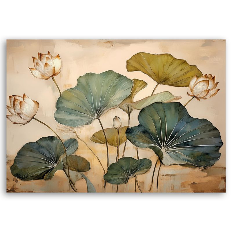 Obraz do salonu Feeby Liście Lilie Rośliny Kwiaty 100x70 cm 1szt