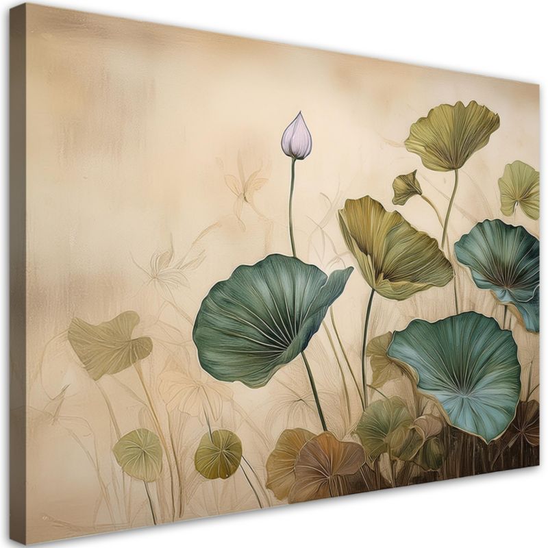 Obraz do salonu Feeby Liście Lilie wodne Beżowy 60x40 cm 1szt