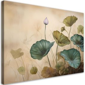 Obraz do salonu Feeby Liście Lilie wodne Beżowy 60x40 cm 1szt