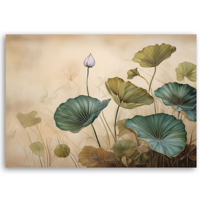 Obraz do salonu Feeby Liście Lilie wodne Beżowy 60x40 cm 1szt