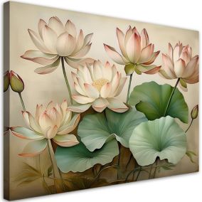 Obraz do salonu Feeby Liście Lilie wodne Kwiaty 120x80 cm 1szt